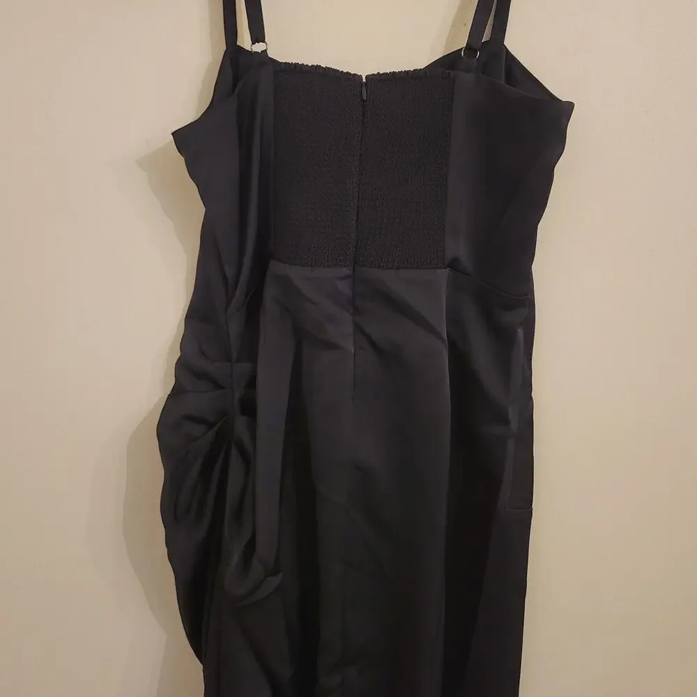NWT J. Crew Collection Asymmetrical Ruched Dress In Stretch Satin 12 - Picture 6 of 7